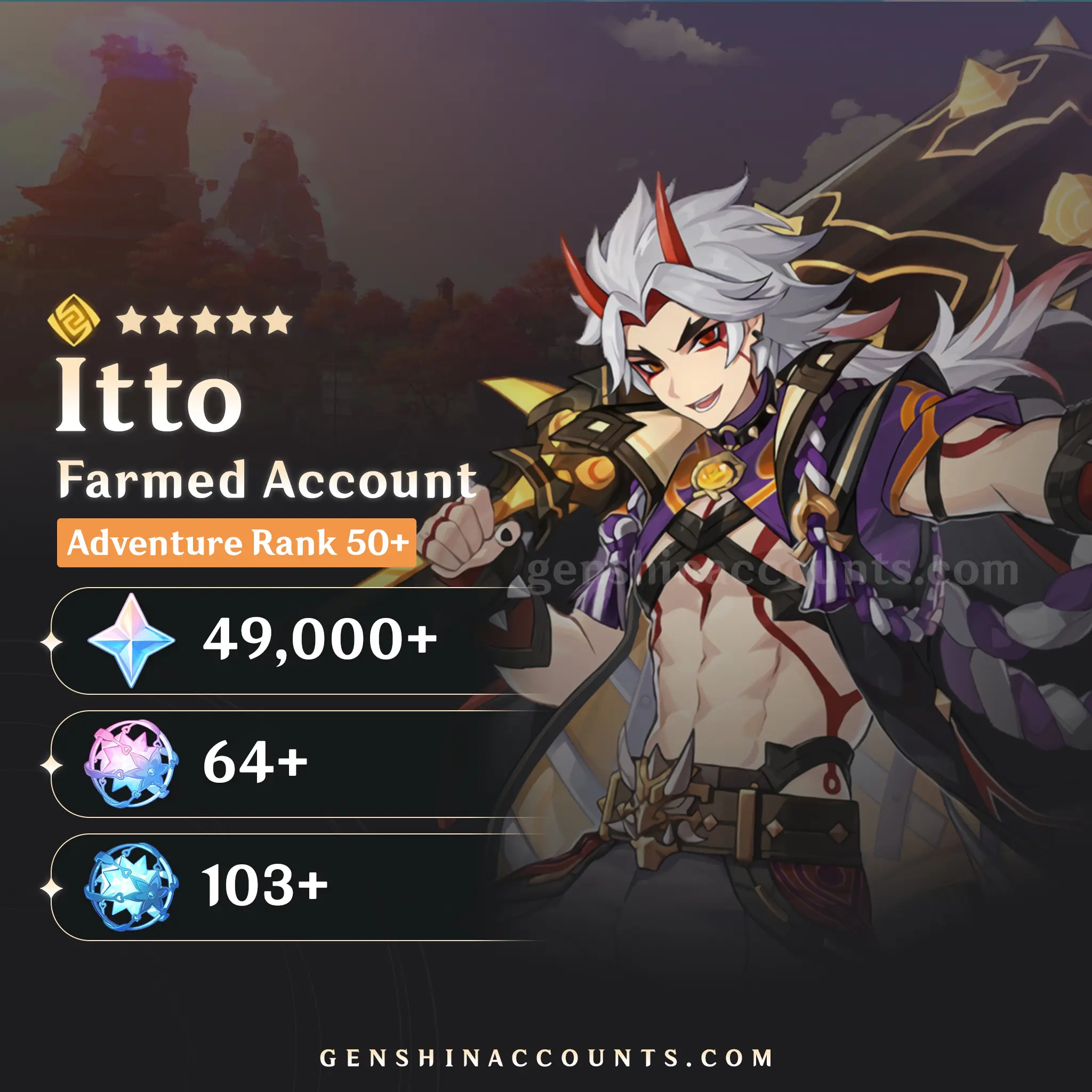 Arataki Itto Genshin Impact Farmed Starter Account