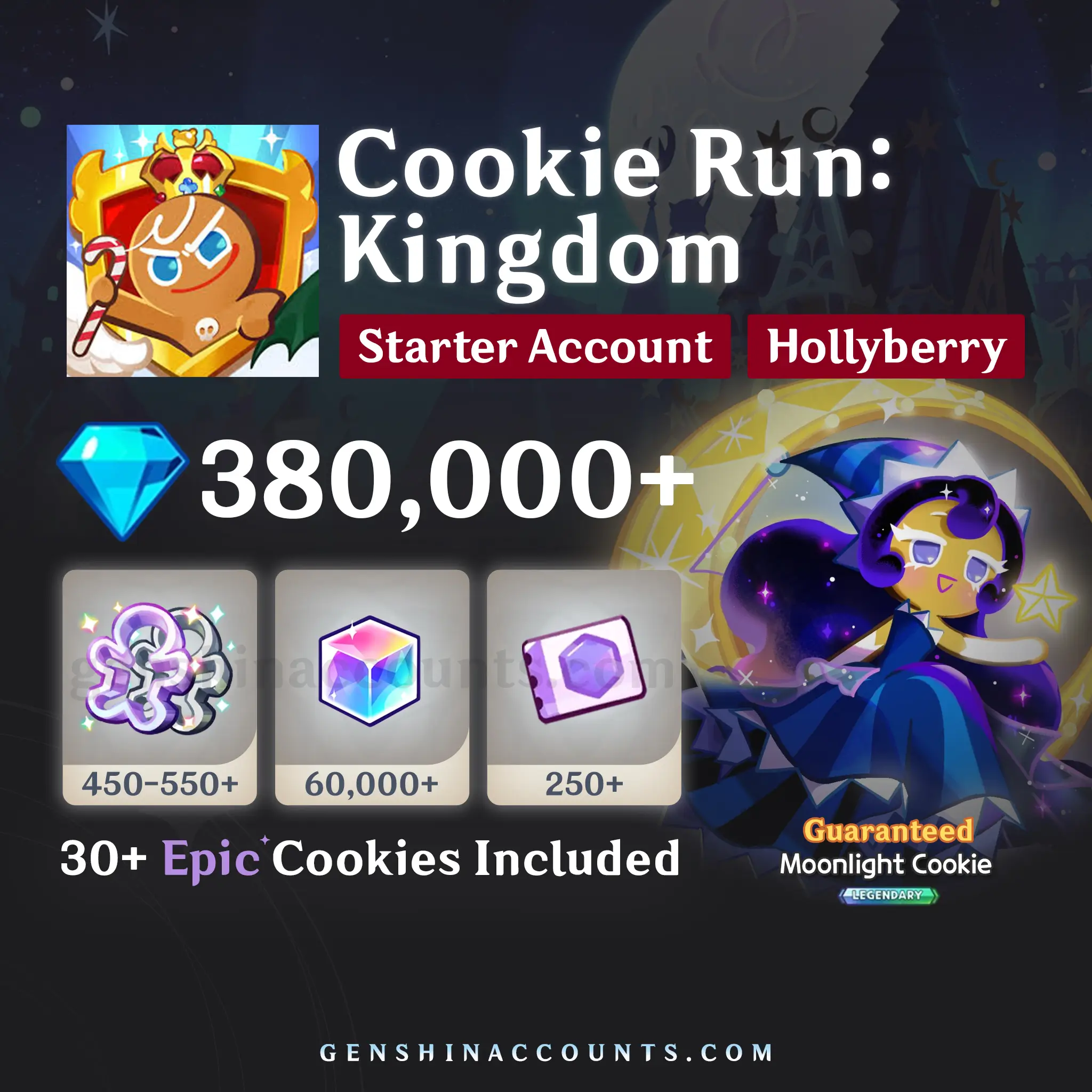 Cookie Run: Kingdom Account with Moonlight Cookie (Hollyberry)