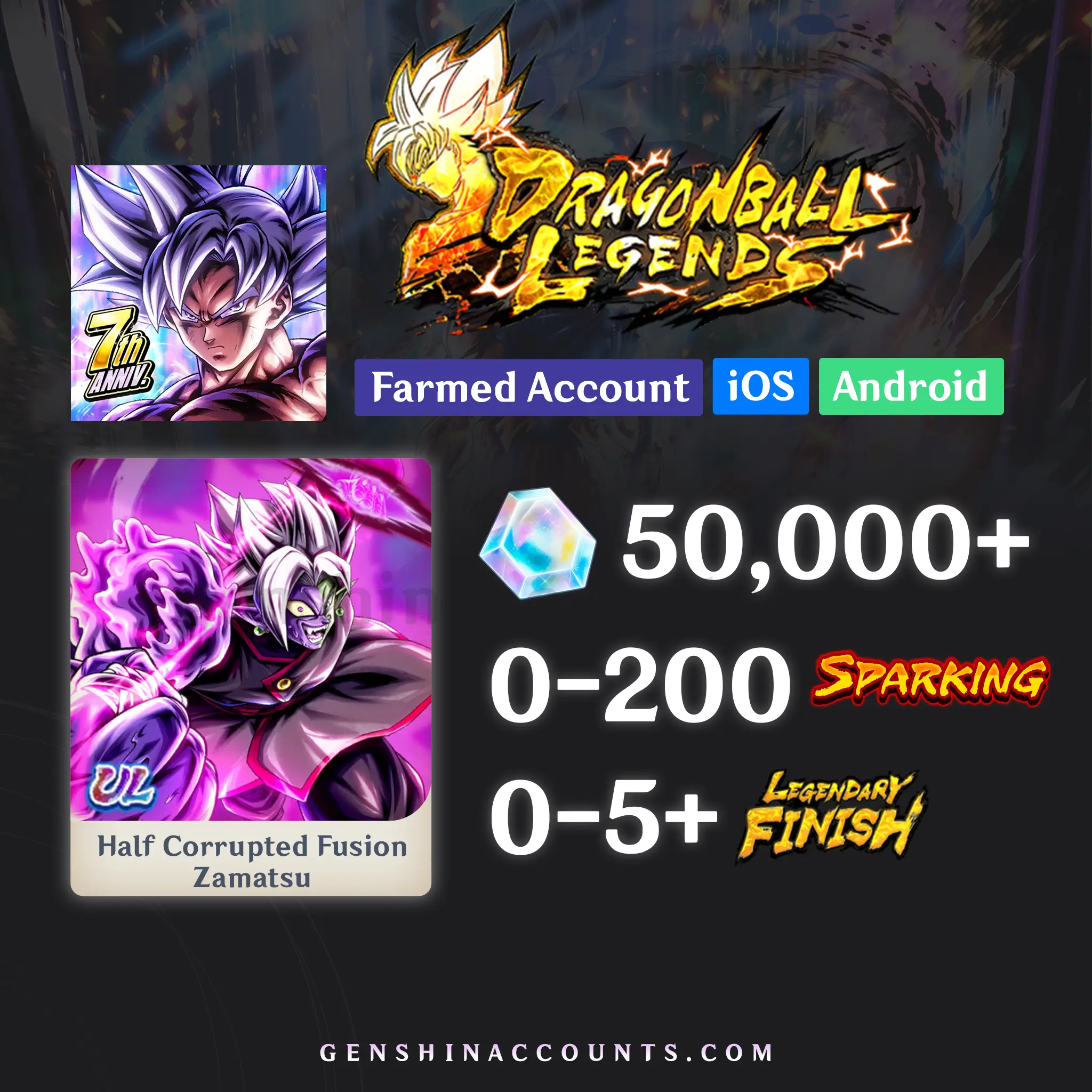DRAGON BALL LEGENDS UL Half Corrupted Fusion Zamasu Account [iOS/Android]