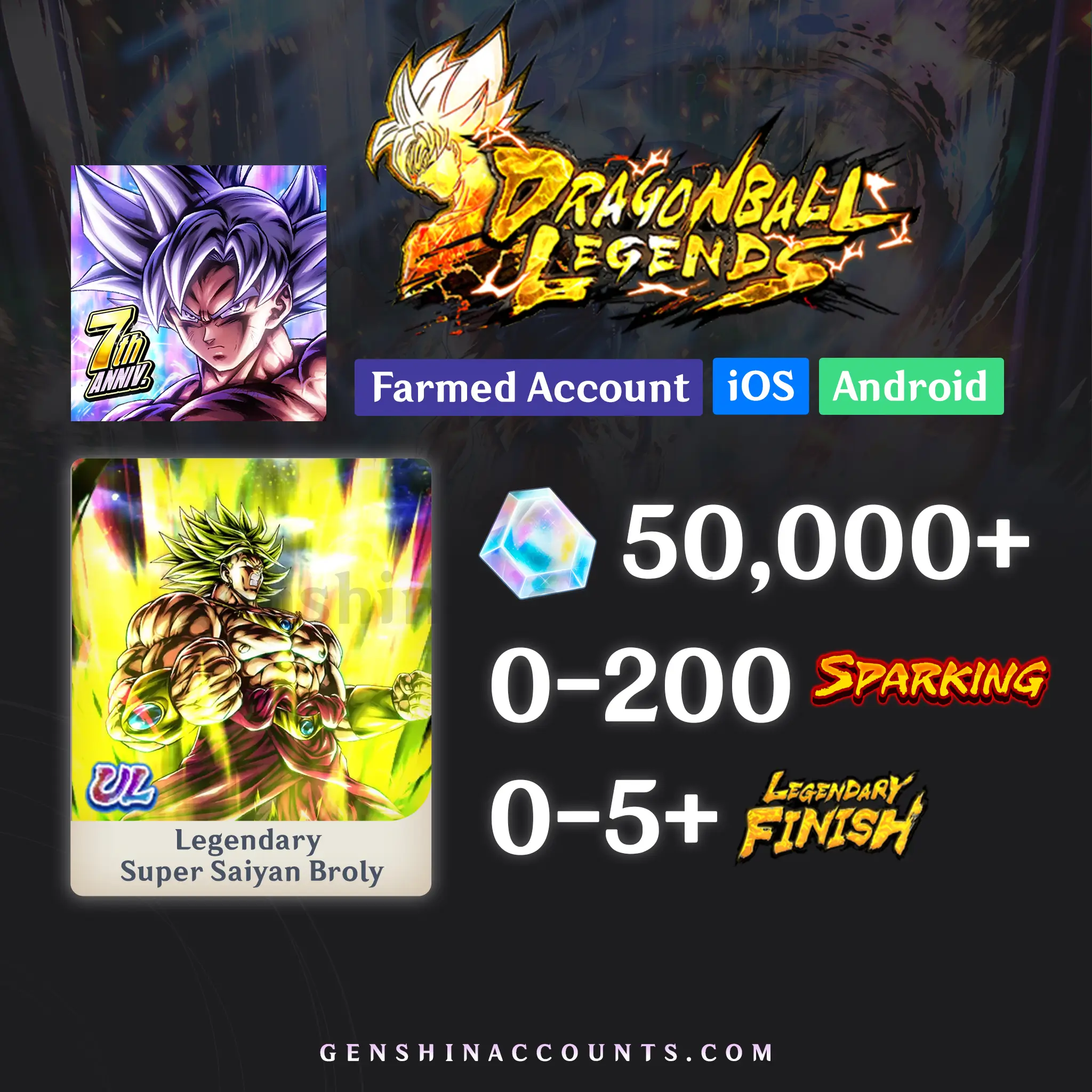 DRAGON BALL LEGENDS UL Super Saiyan Broly Account [iOS/Android]