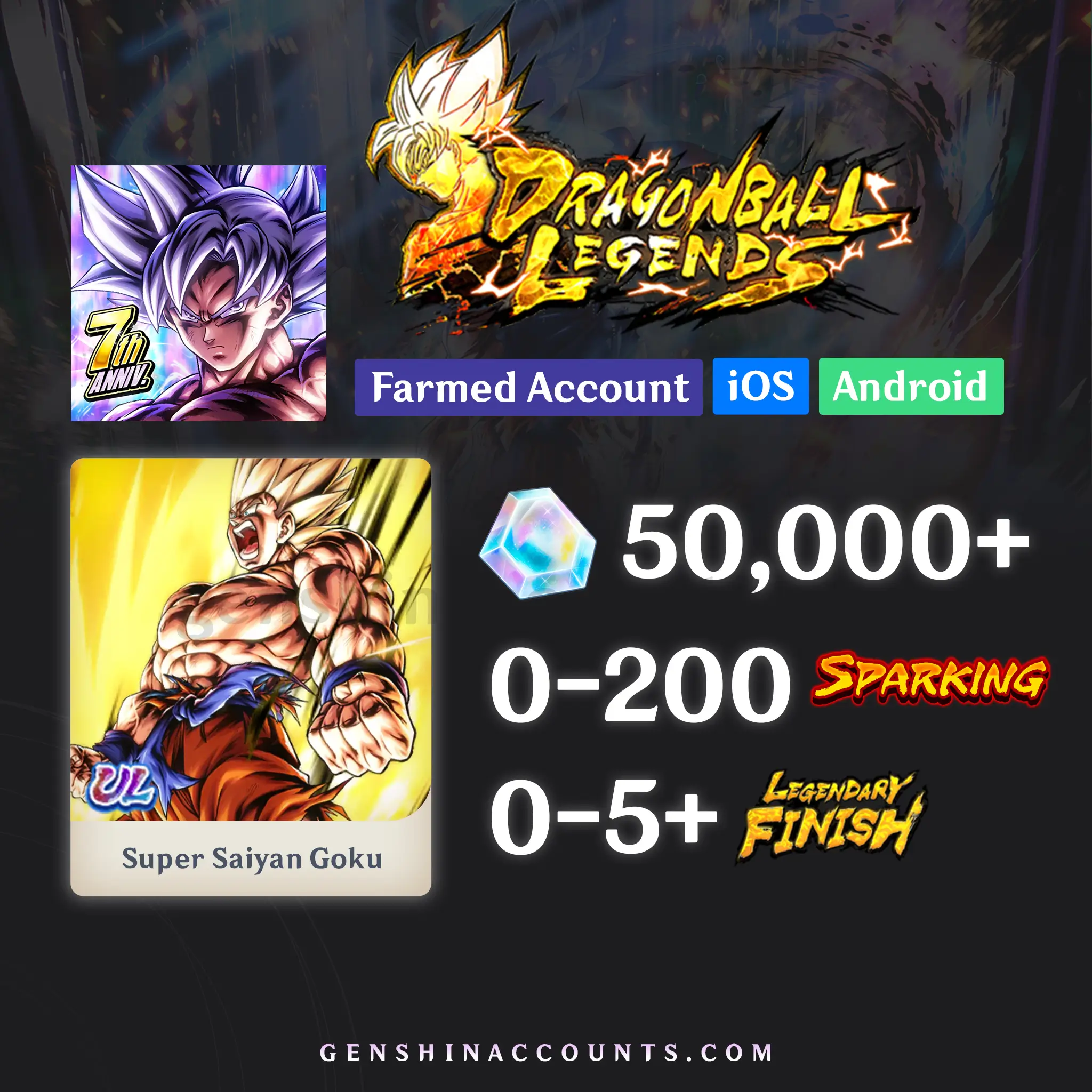 DRAGON BALL LEGENDS UL Super Saiyan Goku Account [iOS/Android]