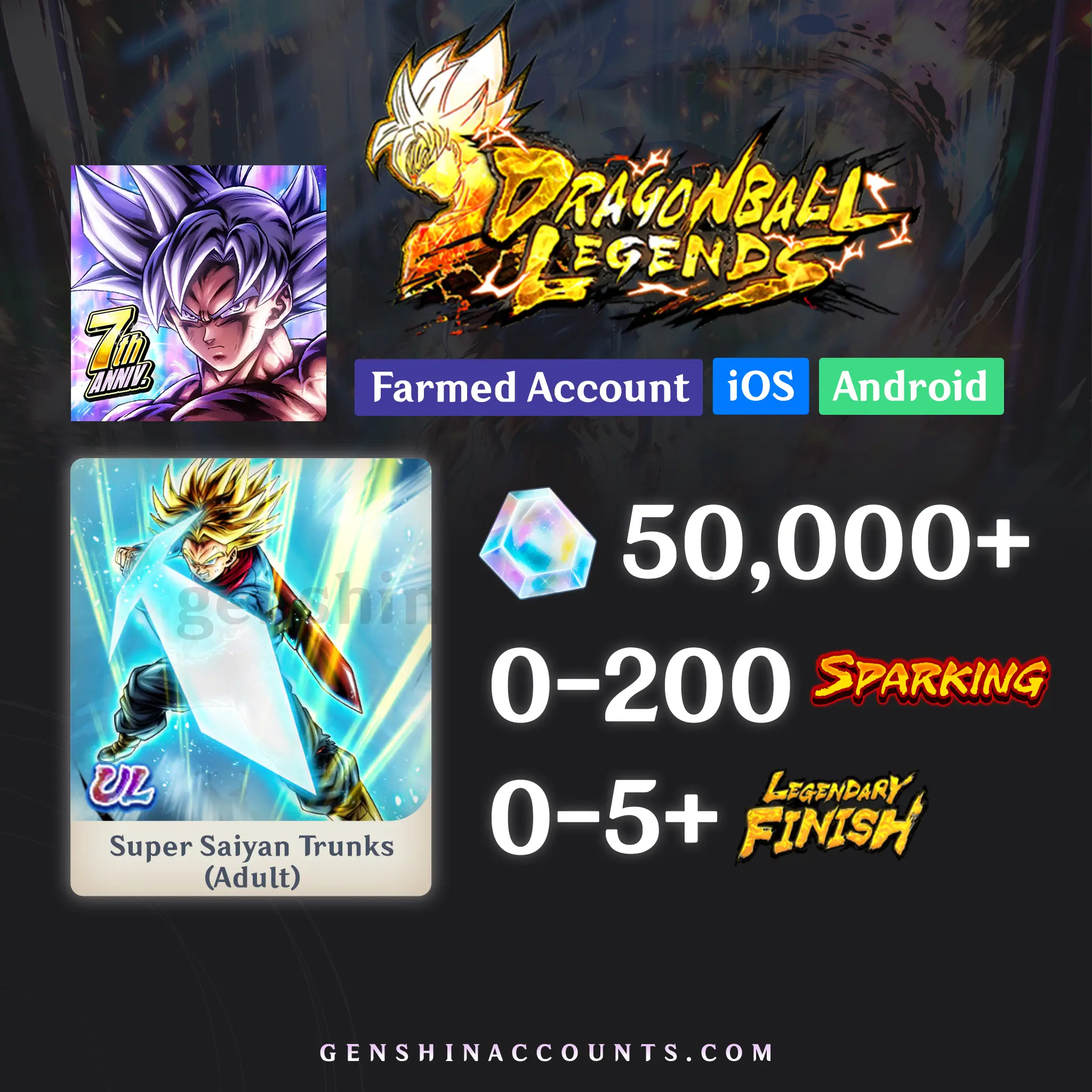 DRAGON BALL LEGENDS UL Super Saiyan Trunks Adult Account [iOS/Android]