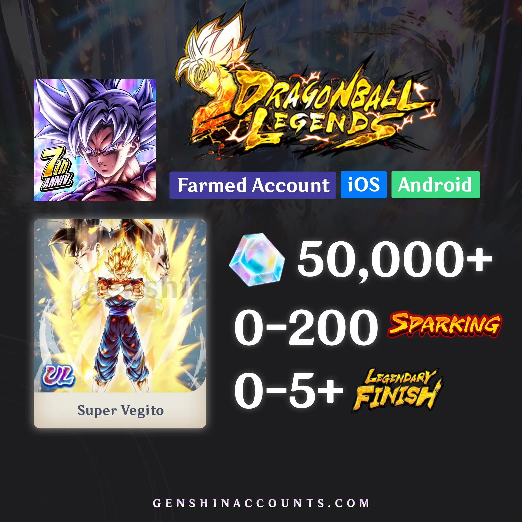 DRAGON BALL LEGENDS UL Super Vegito Account [iOS/Android]
