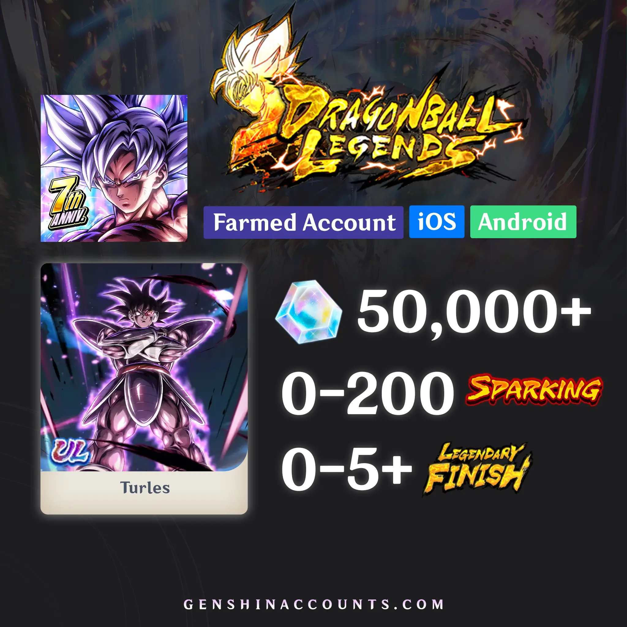 DRAGON BALL LEGENDS UL Turles Account [iOS/Android]