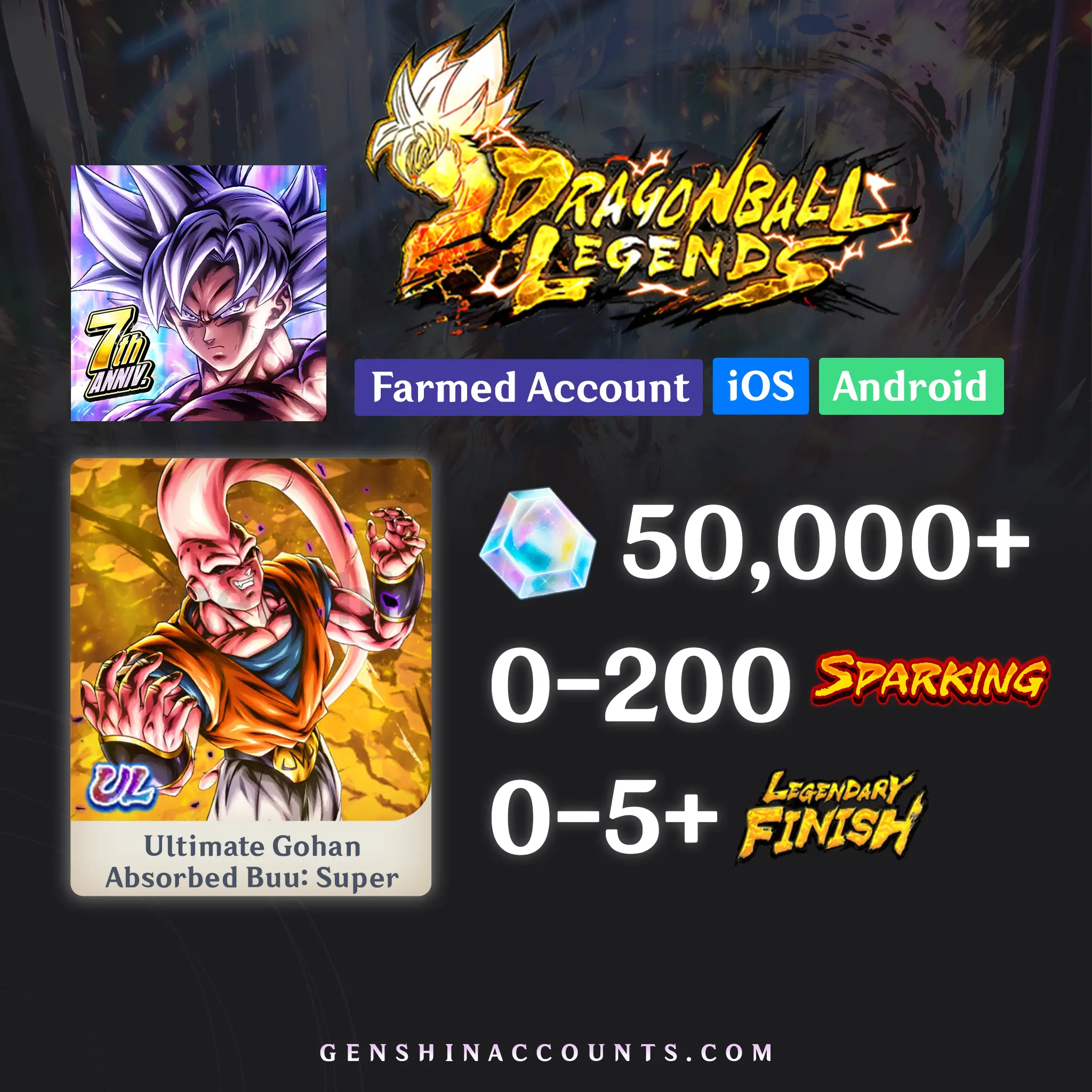 DRAGON BALL LEGENDS UL Ultimate Gohan Absorbed Buu: Super Account [iOS/Android]